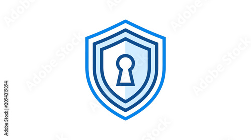 A blue shield icon with keyhole.
