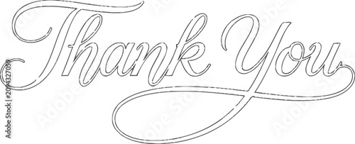 Elegant 'thank you' calligraphy vintage script for cards gifts and appreciation designs