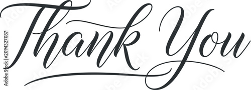 Elegant calligraphy 'thank you' text black ink on white background for appreciation