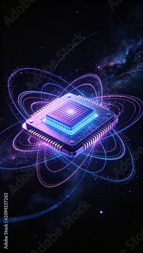 Glowing chip in space