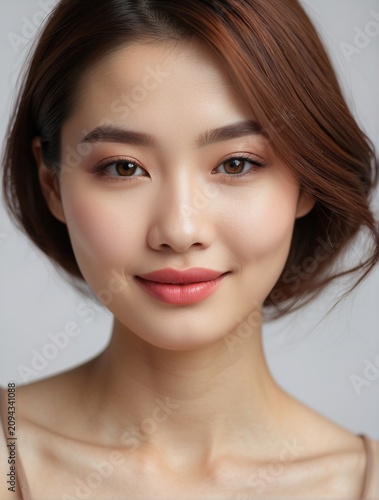 Asian woman with white dress, Facial treatment, skin care, Cosmetology