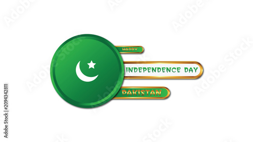 Pakistan Independence Day, green crescent moon star, national flag symbol, vector illustration