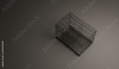Pet cage, dog cage, small cage, 3D illustration.