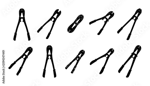 Bolt Cutter Tool Silhouette Pack Featuring Ten Industrial Heavy Duty Cutting Equipment Icons