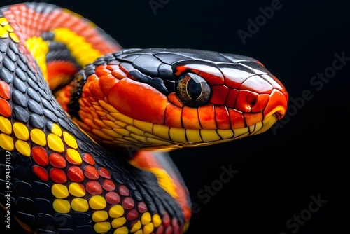 coral snake with vibrant scales showcases a striking reptile as a venomous snake and colorful snake thriving in wildlife close up