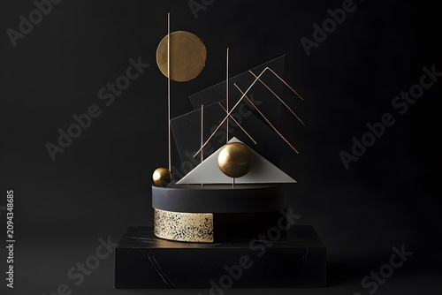 modern geometric cake with luxury black cake and gold cake presents a minimalist dessert with elegant contemporary cake design