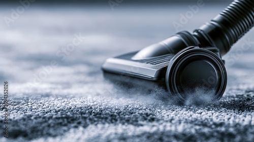 vacuum cleaner sucking dust from carpet cleaning tool