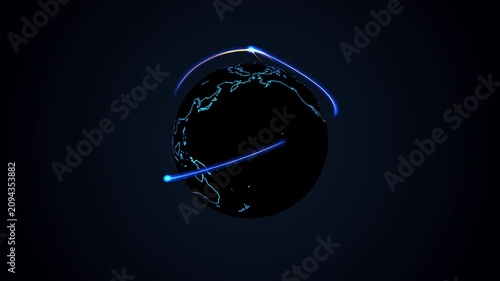 global network animation symbolizing global IT and virtual digital world with AI models visualisation, 4K tech computer generated animation