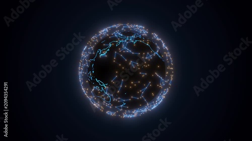 global network animation symbolizing global IT and virtual digital world with AI models visualisation, 4K tech computer generated animation