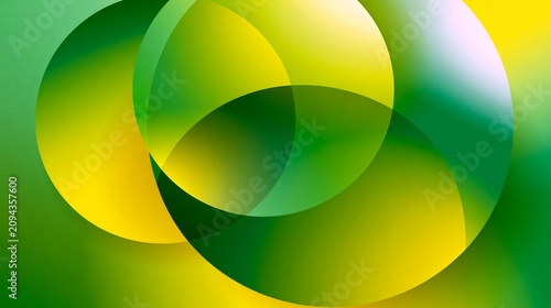 Abstract geometric shapes, with green and yellow colors blending. Modern, circular style, for vector use.