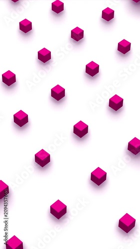Futuristic 3d render of cube shapes seamless moving in isometric view. Computer generated loop animation. 4K seamless vertical motion design
