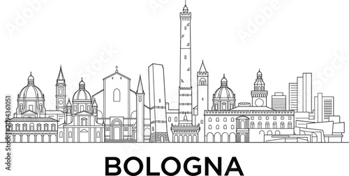 Bild auf Leinwand Bologna city skyline horizontal panoramic banner with historic towers medieval c