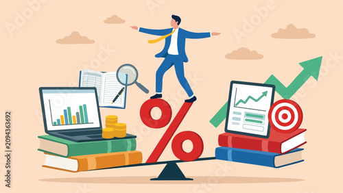 Konstfotografi Big analysis money policy inflation or interest balance between profit and loss,