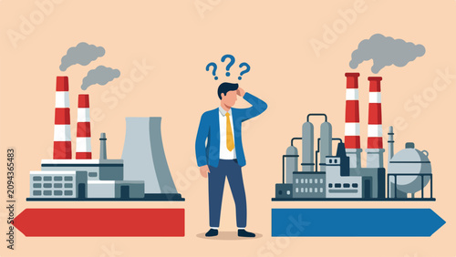 Fotografie Indecisive manager cannot make decision choosing choices alternative frustrated