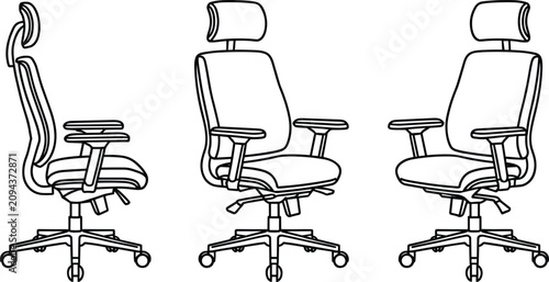 Quadro su tela Ergonomic office chair set with headrest adjustable armrests and wheels from dif