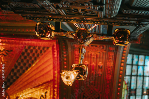 inside an Orthodox church in Russia