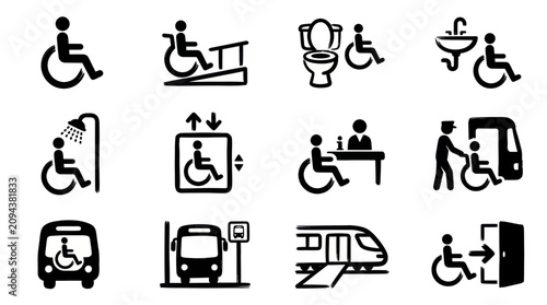 Collection of accessibility symbols for disabled people.