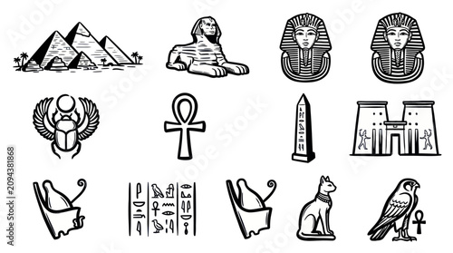 Canvastavla Collection of ancient Egyptian symbols and landmarks.