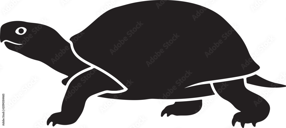 Fototapeta premium Simple black silhouette icon of a walking turtle