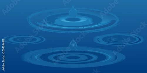 Φωτογραφία Water Ripples And Droplets Blue Gradient Vector Illustration