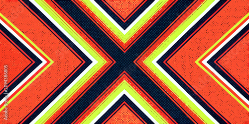 Foto Geometric chevron pattern with dotted texture and vibrant color scheme