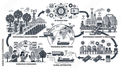 AI-Driven Sustainable Cacao Farming to Global Chocolate Distribution Supply Chain