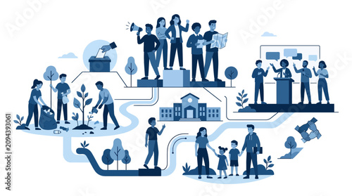 Community Engagement, Activism, and Civic Participation Illustration