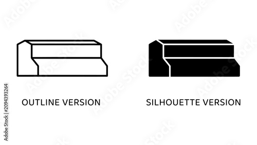 Картината върху платно Two Versions of an Icon: A clean and modern illustration displays two identical shapes, one in outline and the other in silhouette, showcasing versatility and design options