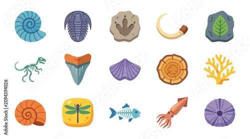 Konstfotografi Paleontology and Fossil Icon Set