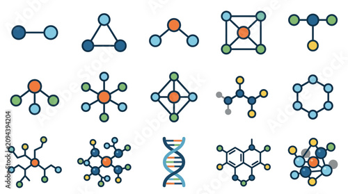 Foto Molecular Structure and Chemical Bond Icon Set