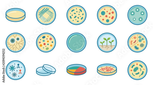 Fotografía Petri Dish Laboratory Icon Set