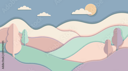 Illustration of abstract landscape with hills.