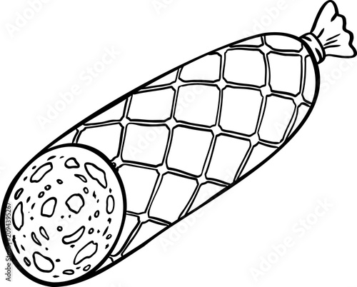 Whole salami with sliced end, isolated on white background, perfect for deli menu, food packaging