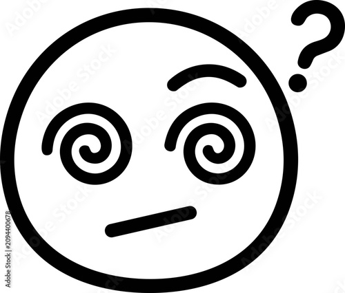 Fotografie Confused Emoji Face with Swirl Eyes and Question Mark - Confusion and Doubt