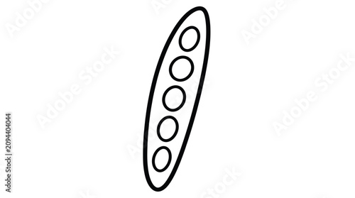 Pea pod outline illustration with five seeds