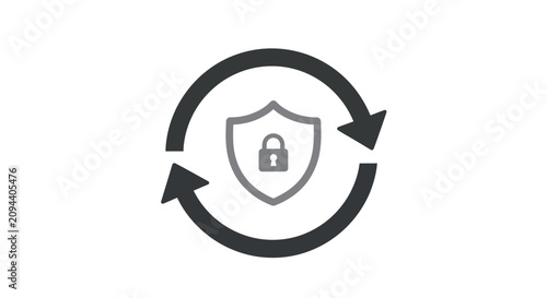 Secure data loop icon, cybersecurity protection concept, digital safety symbol