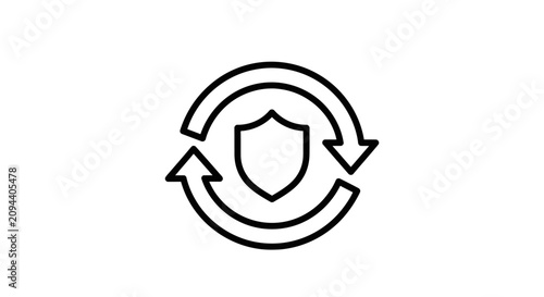 Security Shield with Circular Arrows Icon - Protection and Renewal Concept