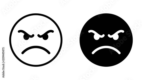 Tableau sur toile Angry Faces: A simple graphic representation of an angry face in both black and white, conveying strong negative emotion