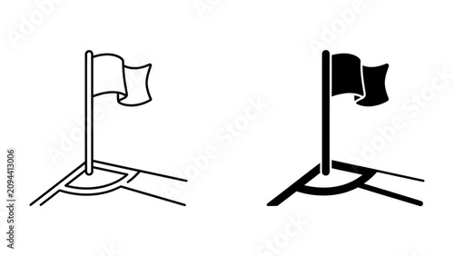 Foto Corner Flag in Two Styles: A soccer corner flag in both outline and silhouette style, representing a key element of the game