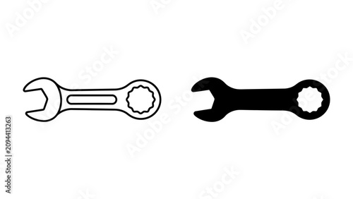 фотографія Wrench Icons: A clear and concise depiction of two wrenches, one outlined and one solid black, representing a fundamental tool for mechanical work and repair