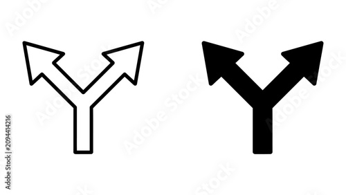 Two arrows diverging: A simple graphic showing two arrows pointing in opposite directions, symbolizing choice and decision-making.