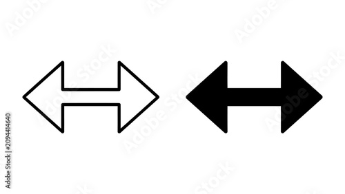 Konstfotografi Bidirectional Arrows in Contrast: Two sets of arrows, one outlined and one solid black, point in opposite horizontal directions, symbolizing duality and choice