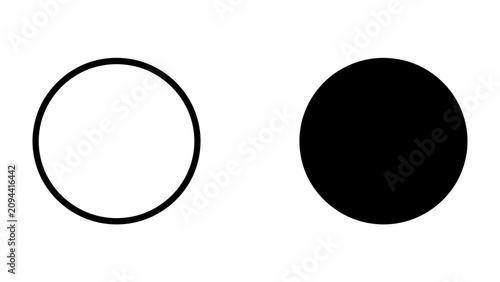 Cuadro en lienzo Contrast of Light and Dark Circles: A simple yet striking visual comparison featuring a white circle and a solid black circle side-by-side, representing duality and opposition