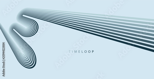 Quadro su tela Continuous curved lines slowly dissolving in space, expressing time flow, transformation, sequence, and gradual change through minimalist visual language