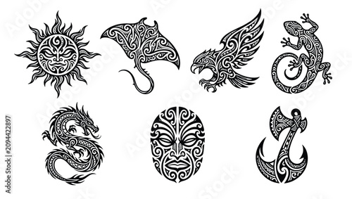 Foto tattoo tribal icons set