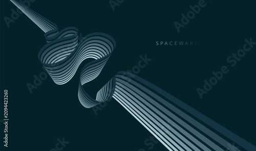 Foto Mist oblivion night theme vector abstract background with 3D lines in perspective, dystopian gloomy dark graphic design wallpaper with curve stripes