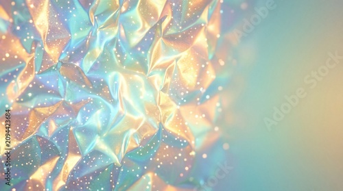 **Optimized Title:**

Holographic foil textures scattered on a shimmering metallic background creating an abstract luxury design element with 3D fluid light reflection and glassmorphism effect