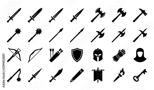 Fotografía Medieval warfare icon set