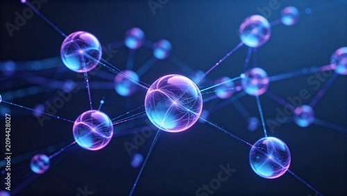 Transparent Sphere Molecule Network Technology Wallpaper