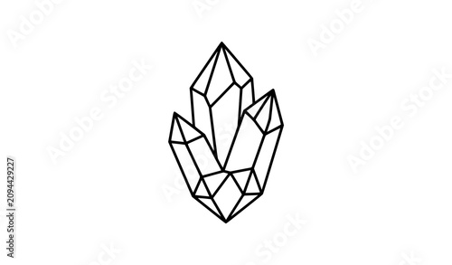 Foto Geometric crystal cluster line art illustration